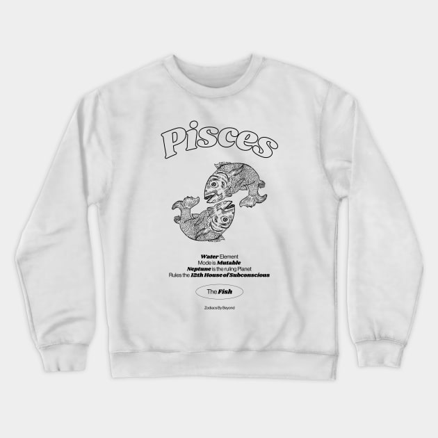 Pisces Zodiac Design Crewneck Sweatshirt by bybeyond